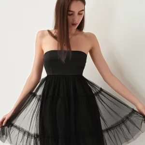 Elegant Off-Shoulder Tube Top Mini Dress - Women's Summer Tulle Tutu Bodydoll