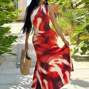 Elegant One Shoulder Print Maxi Dress for Women - Summer Fashion