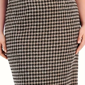 Elegant Plus Size Plaid Print Coat & Skirt Set