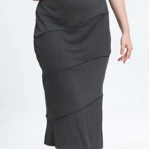 Elegant Plus Size Ribbed Bodycon Skirt for Women