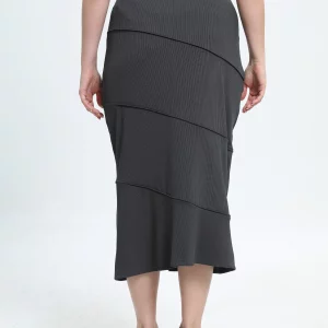 Elegant Plus Size Ribbed Bodycon Skirt for Women