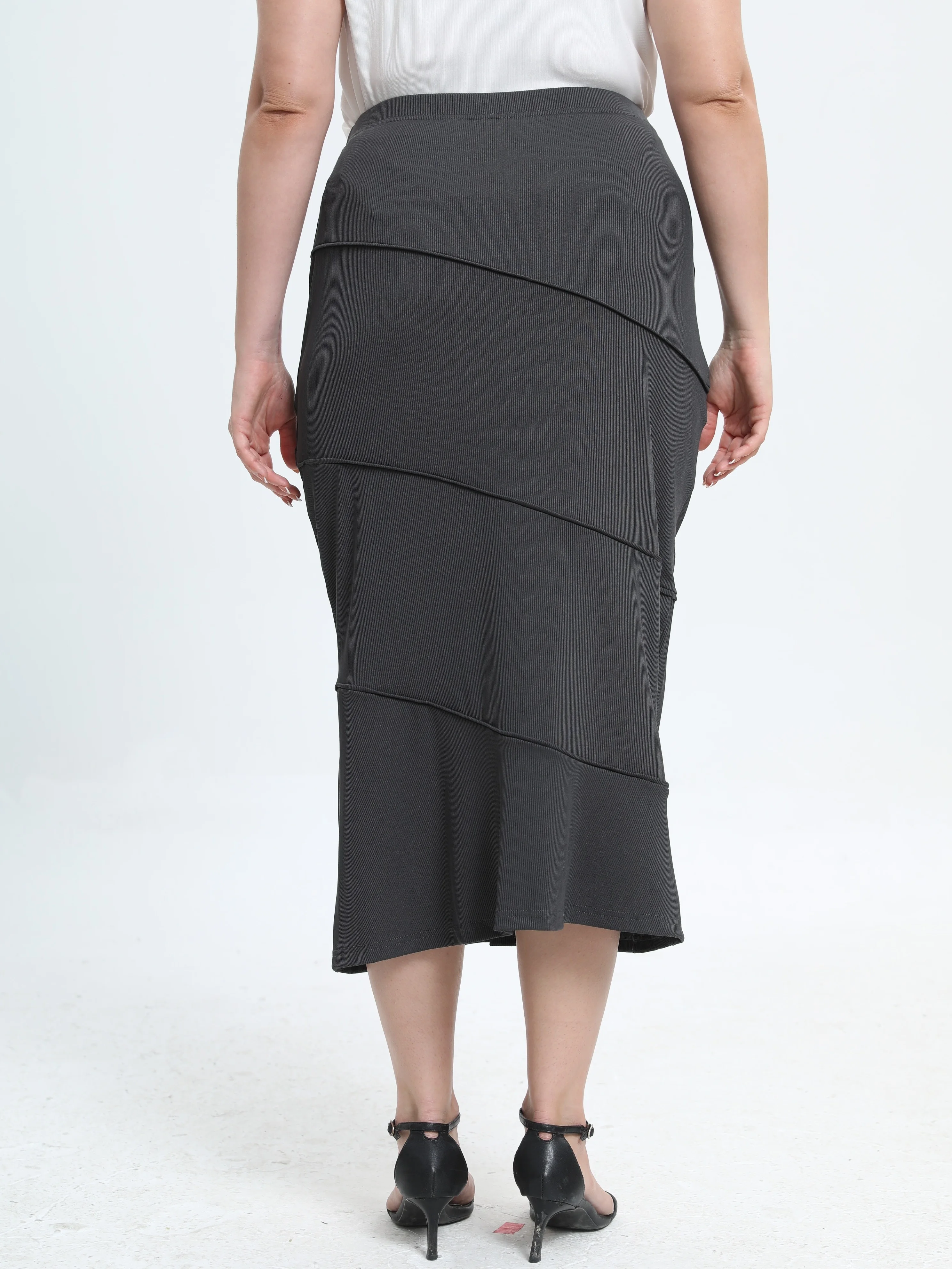 Elegant Plus Size Ribbed Bodycon Skirt for Women