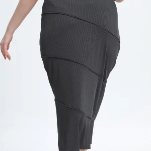 Elegant Plus Size Ribbed Bodycon Skirt for Women