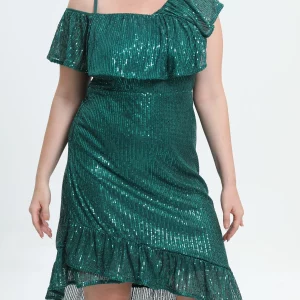 Elegant Plus Size Sequin One Shoulder Bridesmaid Dress