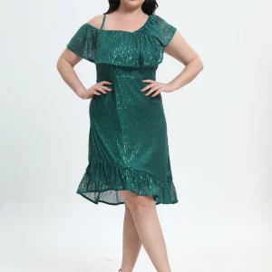 Elegant Plus Size Sequin One Shoulder Bridesmaid Dress