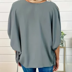 Elegant Plus Size V-Neck Drawstring Shirt for Women