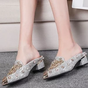 Elegant Rhinestone Designer Mules Sandals for Women