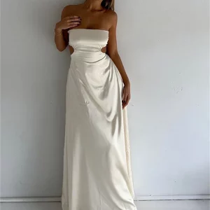 Elegant Satin Bandage Backless Party Dress - Summer Chic Women's Sleeveless Fashion