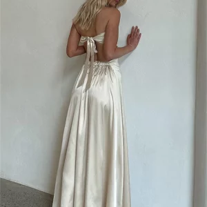 Elegant Satin Bandage Backless Party Dress - Summer Chic Women's Sleeveless Fashion