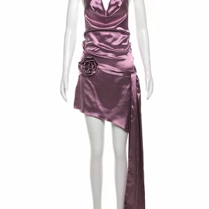 Elegant Satin Mini Dress with Halter Neck for Women