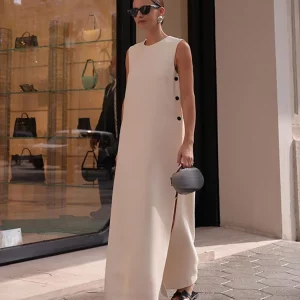 Elegant Sleeveless Split Maxi Dress - Women's Summer Fashion for Beach & Parties