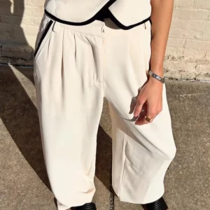 Elegant Sleeveless V-neck Tank Top with High Waist Wide Leg Pants