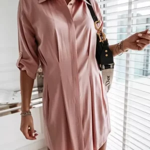 Elegant Summer Solid Color Button-Up Shirt for Women