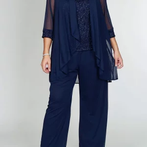 Elegant Women's Chiffon Three-Piece Pant Suit Set