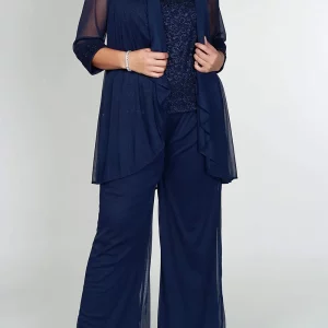 Elegant Women's Chiffon Three-Piece Pant Suit Set