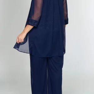 Elegant Women's Chiffon Three-Piece Pant Suit Set