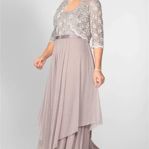 Elegant Women's Plus Size Mother of the Bride Cardigan & Mesh Maxi Dress