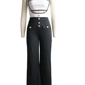 Elegant Women's Two-Piece Suspender Jumpsuit with Wide Legs