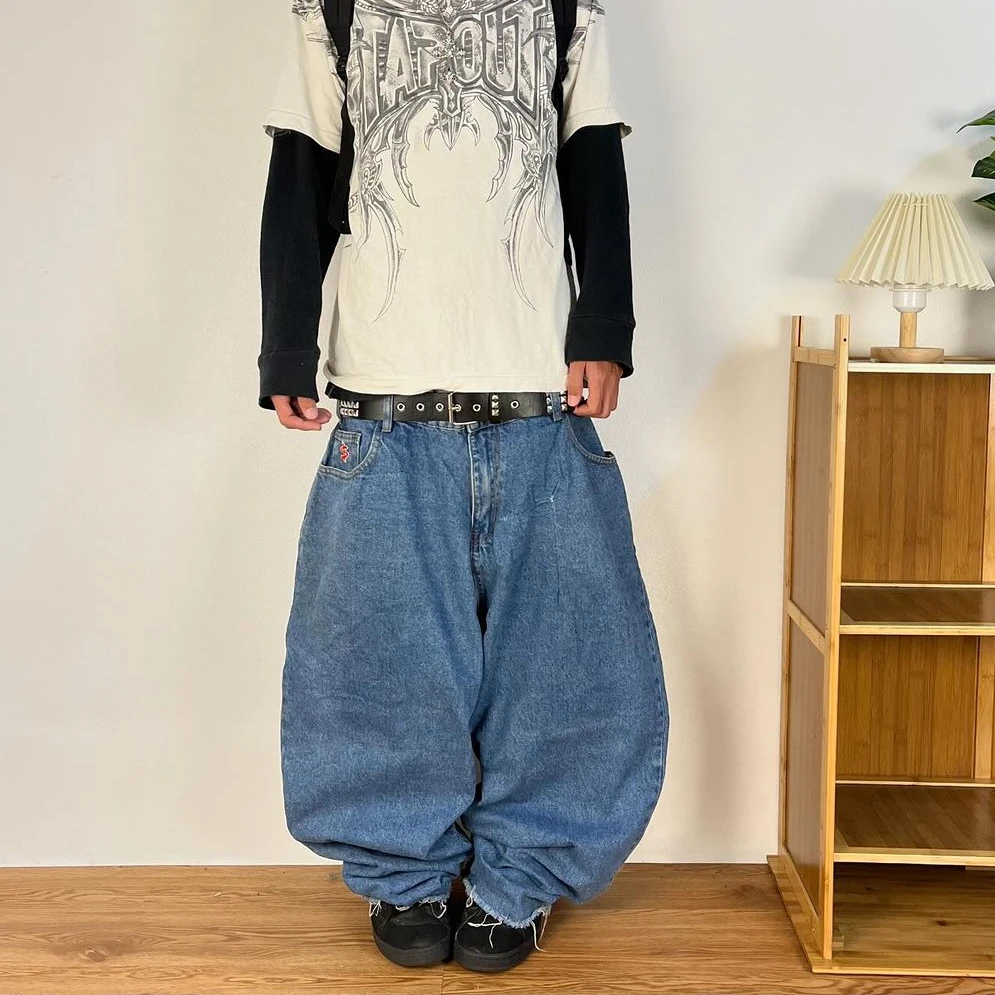 Embroidered Baggy Jeans for Men | European & American Street Style | Y2K Hip-hop Harajuku |