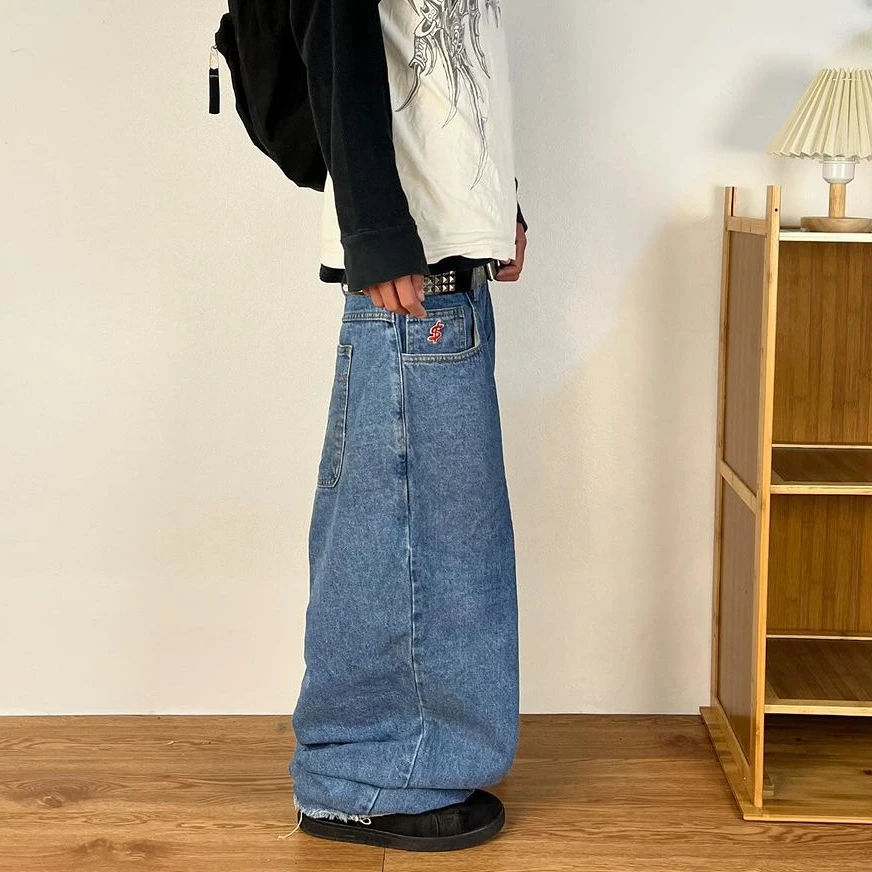 Embroidered Baggy Jeans for Men | European & American Street Style | Y2K Hip-hop Harajuku |