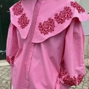 Embroidered Doll Collar Women's Blouse | Lantern Sleeve Shirt | 2024 Spring Summer Fashion