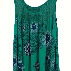 Ethnic Print Sleeveless Summer Dress for Women