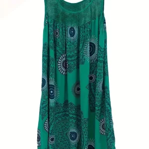 Ethnic Print Sleeveless Summer Dress for Women