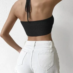 European Sexy Spicy Girl Backless Knit Crop Top - Women's Sleeveless Tank