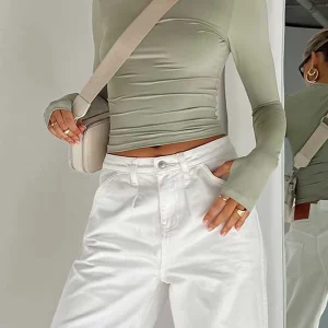 Fashion Women's Long Sleeve Crop Top with Thumb Holes