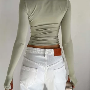 Fashion Women's Long Sleeve Crop Top with Thumb Holes