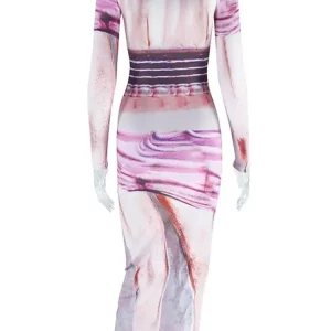 Floral 3D Print Maxi Dress Women's Bodycon Clubwear