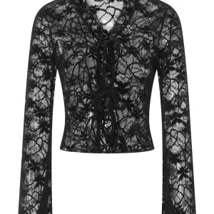 Floral Lace Cropped Cardigan: Sheer Tie-Front Chic