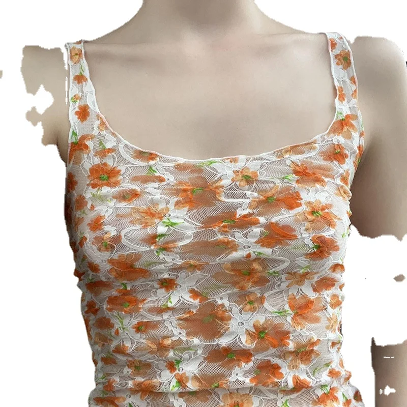 Floral Mesh Sleeveless Tank Tops for Women - Sexy Slim Fit Summer Fashion