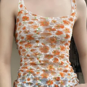 Floral Mesh Sleeveless Tank Tops for Women - Sexy Slim Fit Summer Fashion