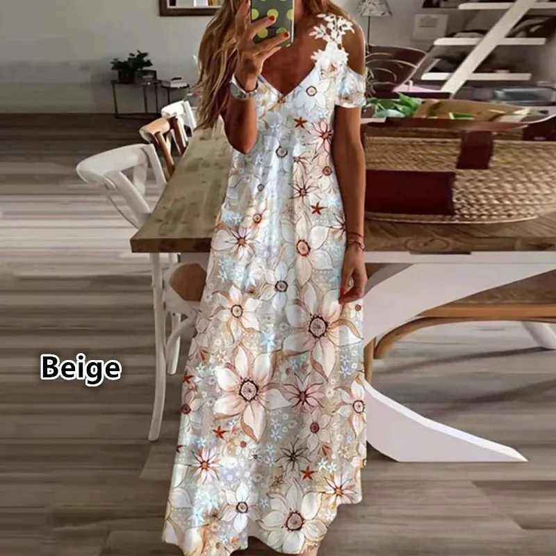 Floral Print Boho Maxi Dress for Plus Size Women