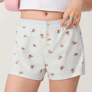 Floral Print Low Rise Women's Casual Shorts for Summer Streetwear