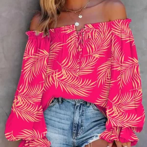 Floral Print Off Shoulder Blouse | Women's Casual Long Sleeve Top