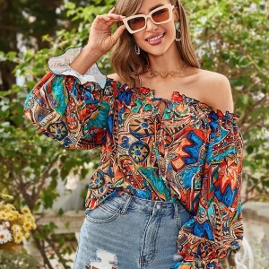 Floral Print Off Shoulder Blouse | Women's Casual Long Sleeve Top