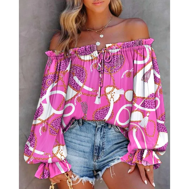 Floral Print Off Shoulder Blouse | Women's Casual Long Sleeve Top