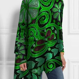 Floral Print Plus Size Turtleneck Tee for Women