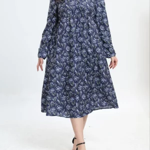 Floral Print Plus Size Women's V-Neck Midi Dress