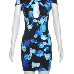 Floral Print Sleeveless Mini Dress for Women - Hipster O-Neck Body-Shaping Robe - 2024