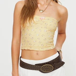 Floral Print Tube Top with Bow Detail - Women's Summer Bandeau Crop Top