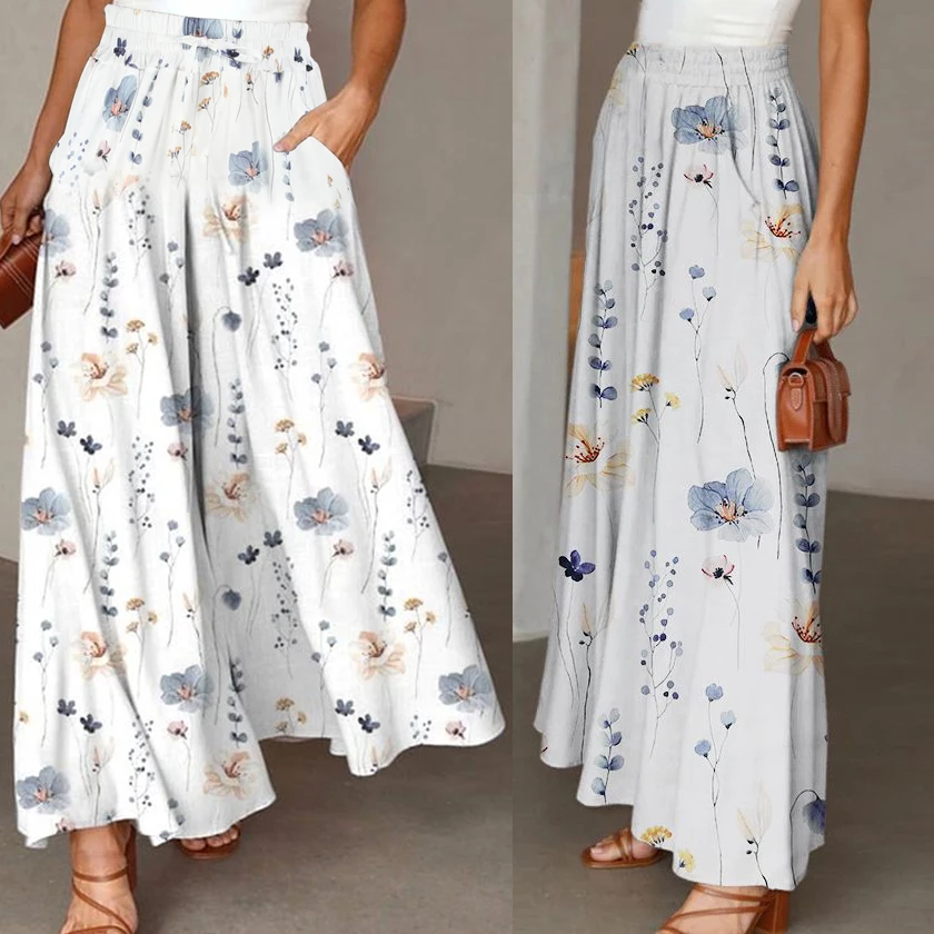 Floral Print Wide Leg Pants for Women, Vintage Loose Style for Spring & Summer