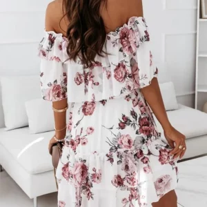 Flower Printed Summer Dress for Women - Elegant Night Club & Party Wear