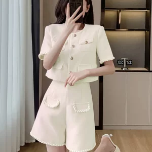 French Fashion Fragrant Two-Piece Set: Summer Jacket + Shorts