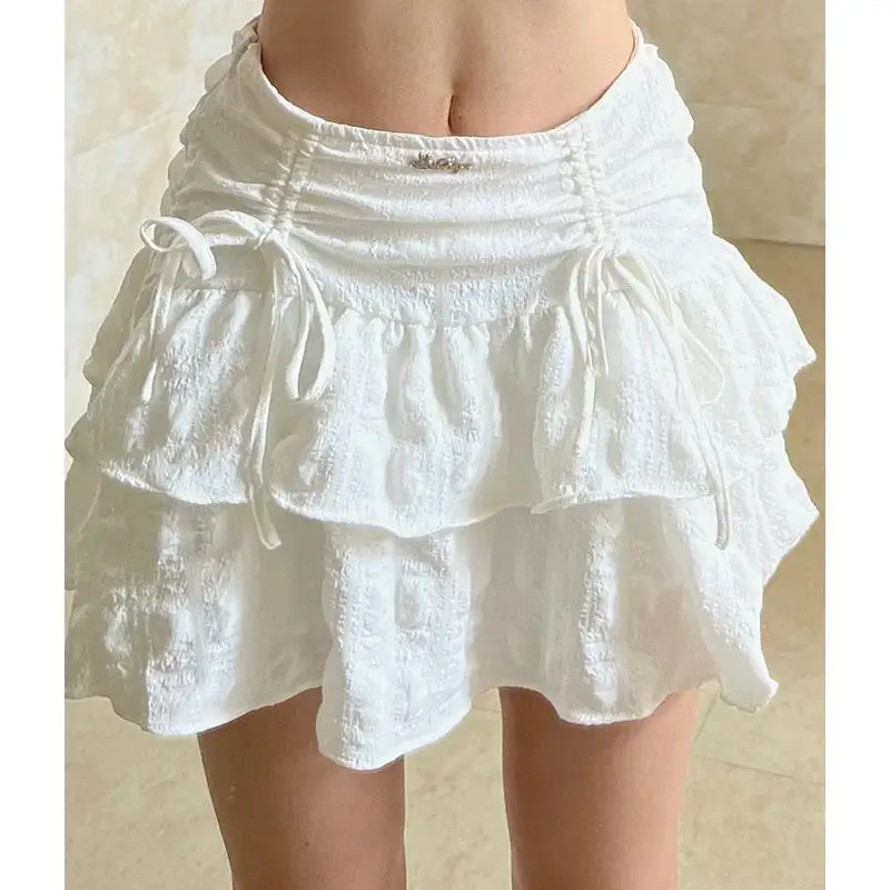 French Style White Mini Skirt - Holiday Casual Kawaii A-line Skirt