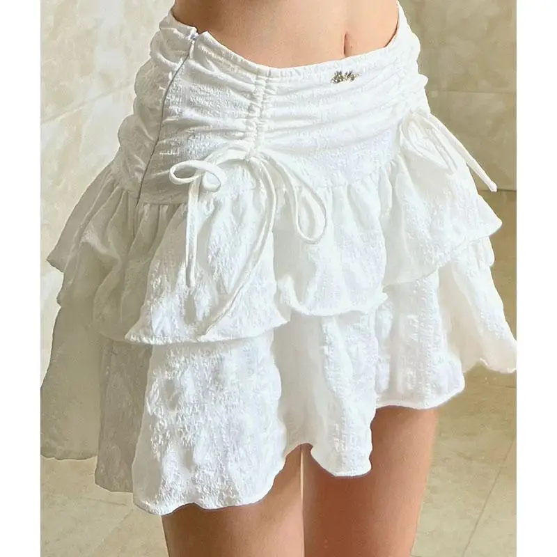 French Style White Mini Skirt - Holiday Casual Kawaii A-line Skirt