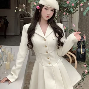 French Wool Dresses for Women | 2024 Spring Elegant Fashion OL Dress