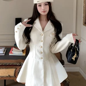 French Wool Dresses for Women | 2024 Spring Elegant Fashion OL Dress